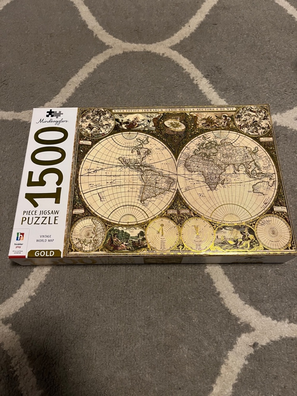 1500 Piece Vintage World Map Puzzle Gold